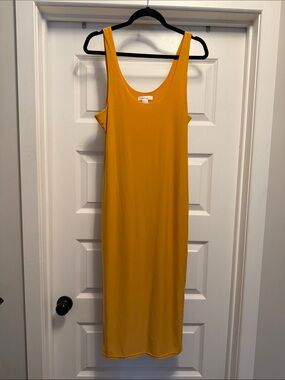 Revamped Mustard Yellow Sleeveless Midi Dress